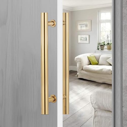Innenbereich Außen Türgriff Push Pull H Form Türzuggriff 60cm 80cm 100cm 120cm Kommerzieller Türzuggriff Gold, Gold, 60cm/24inch-36cm von Generic