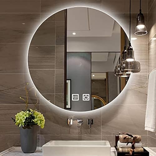 Intelligenter Badezimmerspiegel Mit Dreifarbig Verstellbarem Licht, Rundem Led-hintergrundbeleuchtungs-kosmetikspiegel Mit Waschtischbeleuchtung, Led+Anti-Tooth, 70 * 70cm von Generic