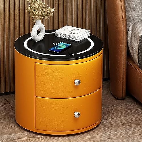 Intelligenter Nachttisch mit Ladestation, LED-Nachttisch mit 2 oder 3 Schubladen, Nachttische für das Schlafzimmer Wohnzimmer (Farbe: Orange, Größe: 2 Schubladen) von Generic