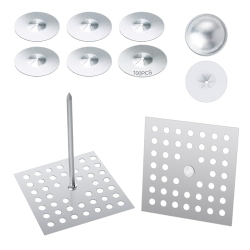 Isolationsnägel, perforierte Stifte mit Unterlegscheiben, 5,4 cm Isolationsstift, 3,8 cm Feststellscheibe, 2,2 cm Kuppelkappe, Anti-Aging-Aluminium-Verschlüsse für Decke, Wand, 100 Stück Isolationsnägel, perforierte Stifte mit Unterlegscheiben, 5,4 cm Isolationsstift, 3,8 cm Feststellscheibe, 2,2 cm Kuppelkappe, Anti-Aging-Aluminium-Verschlüsse für Decke, Wand, 100 Stück von Generic