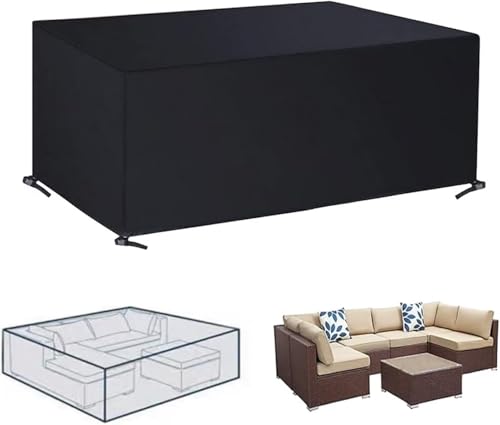 Ja Garde Furiture Abdeckungen 250 * 110 * 90cm wasserdichte Rechteckige Outdoor-furiture Abdeckung Für Tischstühle Ratta Furiture Abdeckungen Große Terrassenüberdachung, Beige, 287 * 155 * 82cm von Generic