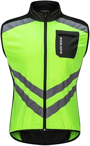 Jacke Herren Ärmellose Windjacke Hohe Sichtbarkeit Reflektierende Weste Ultraleicht Wasserdicht Atmungsaktiv Mit Taschen Laufen Oder Radfahren, Green, XXL von Generic