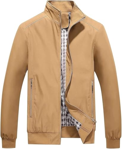 Jacke Herren Leichte Sommerjacken Casual Winddicht Übergang Bomberjacke, Khaki, M Jacke Herren Leichte Sommerjacken Casual Winddicht Übergang Bomberjacke, Khaki, M von Generic