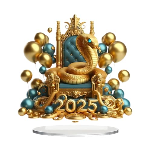 Jahr der Schlange Tischschild,Tabelle Zeichen des Jahres der Schlange | Tischplatte Ornament Schild | Jahr der Schlange Dekoration Zeichen, 2D Acryl neue Jahr Tischplatte Mitte für Urlaub von Generic