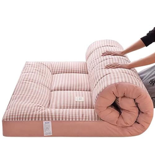 Japanese Floor Foldable Sleeping Mat,Faltbare Aufrollbare Futon-Matratze,rutschfest Und Atmungsaktiv,Für Den Schlafsaal Zu Hause(Pink,180x200cm) von Generic