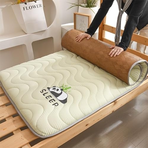 Japanische Futon-Matratze, Faltbare Roll-Up-Rattanmatte, Schlafmatte, Volle Größe Für Liege, Gästebett, Campingcouch, Kühle Matte, Meditation, Yoga, Zen(Beige,150x200cm) von Generic