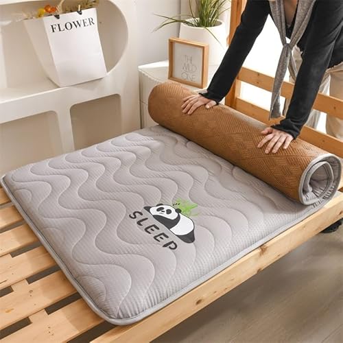Japanische Futon-Matratze, Faltbare Roll-Up-Rattanmatte, Schlafmatte, Volle Größe Für Liege, Gästebett, Campingcouch, Kühle Matte, Meditation, Yoga, Zen(Gray,100x200cm) von Generic
