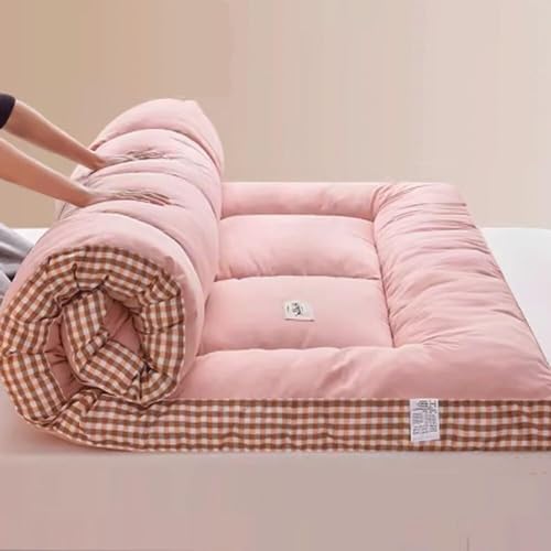 Japanische Futon-Matratze, aufgerollte Kingsize, Matratze, Bodenbett, faltbar, weicher Druck, reduziert atmungsaktive Doppel-Futonmatratze Student Schlafsaal Home Matratze (rosa, 180 cm x 200 cm) von Generic
