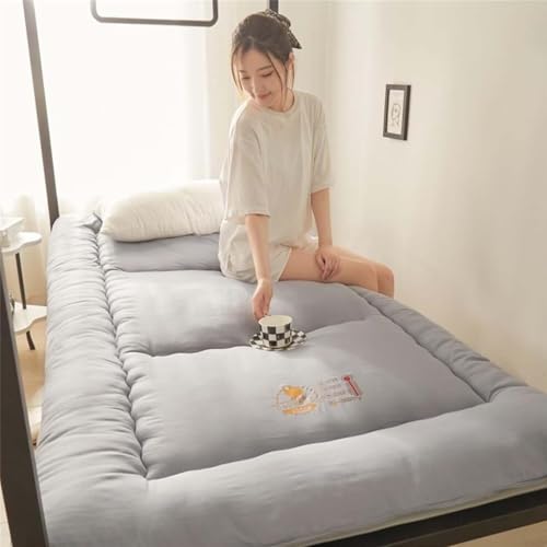 Japanische Futonmatratze, Gästematratze Für Den Boden, Tragbare Schlafmatte, Full/Twin/Queen/King Size Futon, Aufrollbares Schlafsofa, Tragbares Reisecamping, 3" Grau(Gray,Queen(60"x80")) von Generic
