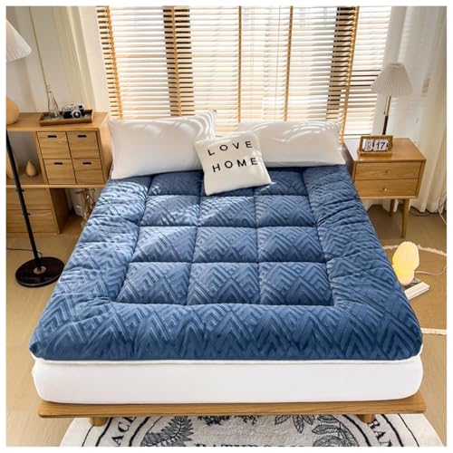Japanische Futonmatratze, faltbar, weiches Bodenbett, Doppel- und Einzelbett-Rollmatte, tragbare Queensize-Matratze für Zuhause und unterwegs(Blue,100x200cm) von Generic