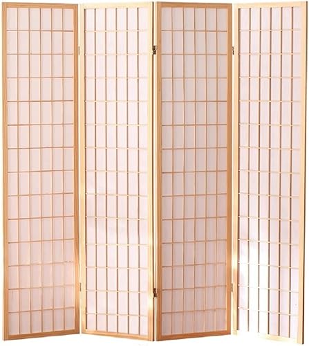 Japanische Paravent Raumteiler Trennwand 4-teilig Shoji Reispapier Naturell Japanische Paravent Raumteiler Shoji Raumtrenner Spanische Wand Sichtschutz Trennwand von Generic