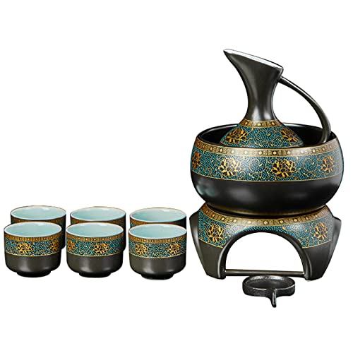 Japanisches Sake-Set, 6-teiliges Keramiktassen-Set, leicht zu reinigende, ungiftige Sake-Tassen (mit Sockel, 6 Tassen) von Generic