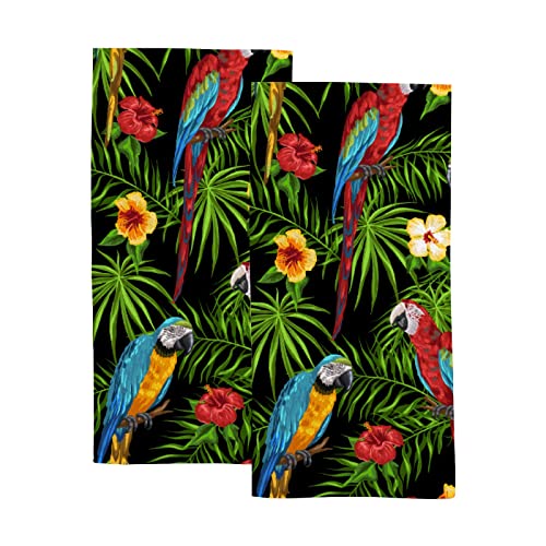 Jeansame Handtuch Set Papagei Vogel Tropische Dschungel Floral Flower 2 Gym Handtücher, weich saugfähig, schnell trocknend, Fingerspitzen Tuch Badhandtuch, Geschirrtuch, Küchentuch Baumwolle von Generic
