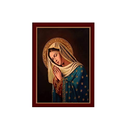 Jungfrau Maria Ikone Panagia, handgefertigte griechische katholische Ikone Theotokos, Mutter Gottes, byzantinische Kunst, Wandbehang, Holzschild, religiöse Dekoration, 20 x 27 cm von Generic