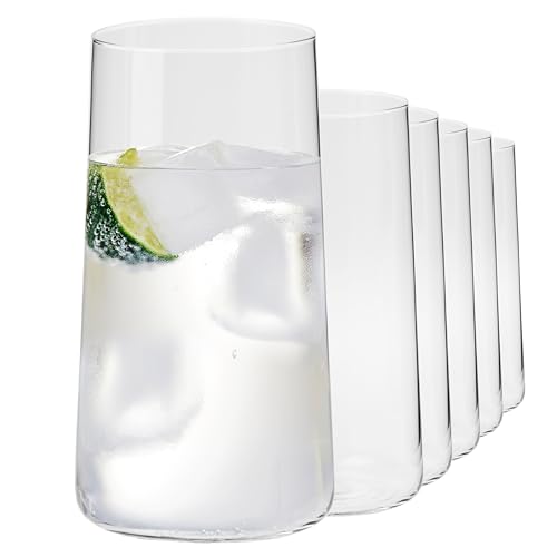 KIAPPO Longdrinkgläser | Set mit 6 Gläsern Avant-Garde Trinkgläser | modernes minimalistisches Design für Wasser und kalte Getränke Kristallglas spülmaschinenfest 540 ml x 6 Stück von KIAPPO