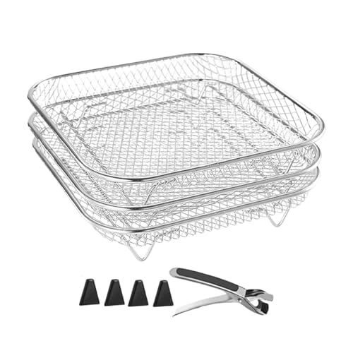 Kabel-Fritteuse, Regal der Luftfritteuse | 3 x stapelbare Edelstahl-Grilltür | Küchenständer, für die Fritteuse für Dampfofen, inkl von Generic