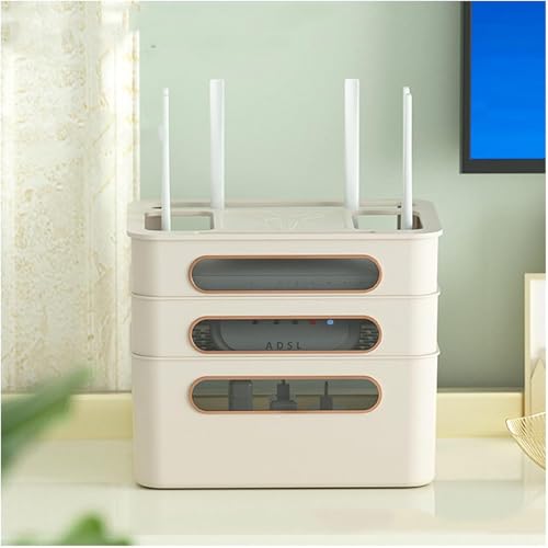 Kabelaufbewahrungsbox, WiFi-Router-aufbewahrungsbox, Router-Hider-Box, Mehrschichtiges Aufbewahrungsbox-Rack Für Die Lagerung Von Kabeln, Routern, Tv-Set-top-Boxen, A, 31.5×22×26 cm von Generic