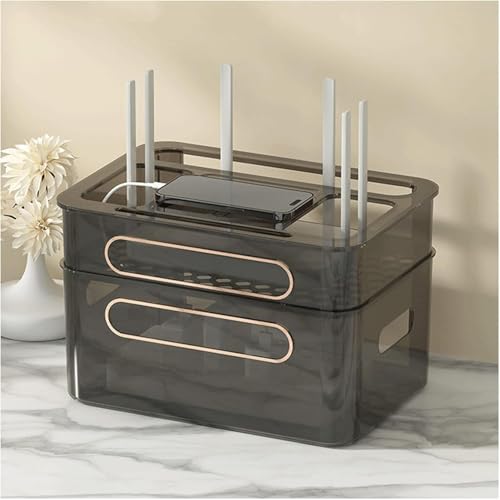 Kabelaufbewahrungsbox, WiFi-Router-aufbewahrungsbox, Router-Hider-Box, Mehrschichtiges Aufbewahrungsbox-Rack Für Die Lagerung Von Kabeln, Routern, Tv-Set-top-Boxen, D, 31.5×22×20 cm von Generic