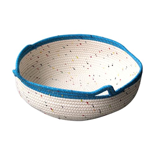 Kätzchenkorb - Rundes Bett aus Baumwollseil | Kein klebriges Fell Kätzchen Baumwollseil Frische Sommer Katze Ohren Design von Generic