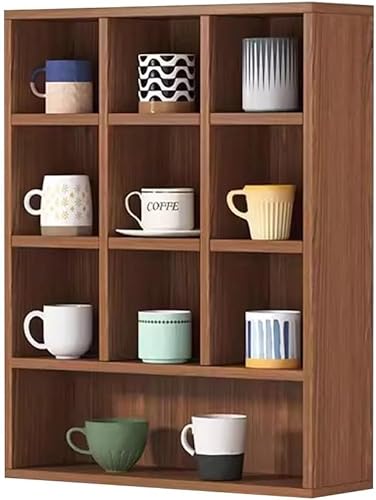 Kaffeebecher Display Rack, Anzeige Kleiner Gegenstände Regal Für Sammelobjekte Schnapsgläser Vitrine Freistehende Oder An Der Wand Montierte Regaleinheit+(Size:45x17x60cm,Color:Braun) von Generic