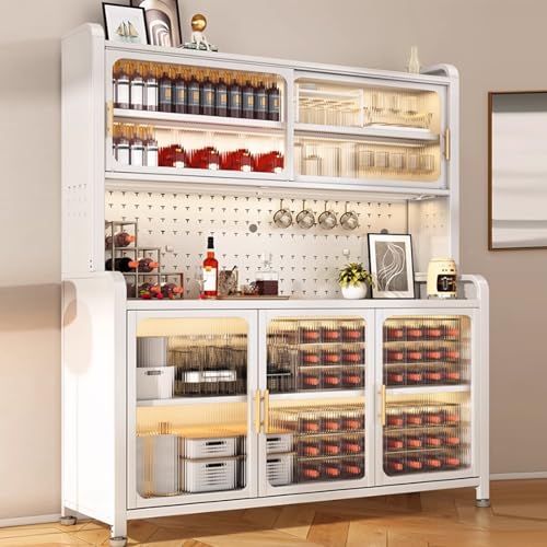 Kaffeeschrank mit 6 Ebenen und Schiebetür, Küchenständer mit DIY-Rückwand & Verstellbare Einlegeböden, Große Metall-küchenunterschrank mit Arbeitsplatte for Geschirr, Töpfe und Pfannen Kaffeeschrank mit 6 Ebenen und Schiebetür, Küchenständer mit DIY-Rückwand & Verstellbare Einlegeböden, Große Metall-küchenunterschrank mit Arbeitsplatte for Geschirr, Töpfe und Pfannen von Generic