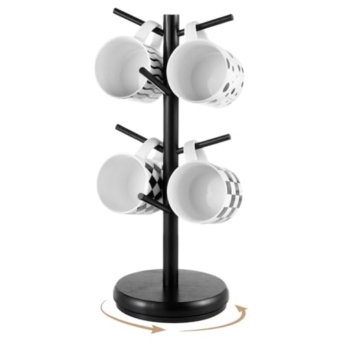 Kaffeetassenregal, Becherbaum aus Holz mit 360° drehbarem Boden, Becherhalter-Baum, 8 Haken, Becherständer, Kaffeebecher-Organizer-Station für Café, Bar, Küche, Büro Kaffeetassenregal, Becherbaum aus Holz mit 360° drehbarem Boden, Becherhalter-Baum, 8 Haken, Becherständer, Kaffeebecher-Organizer-Station für Café, Bar, Küche, Büro von Generic