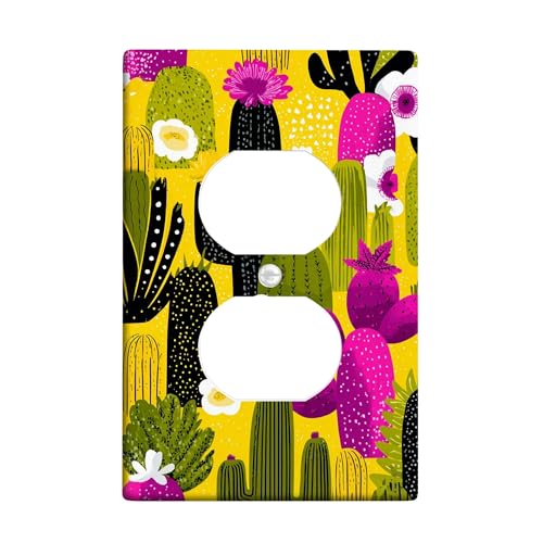 Kaktus-Lichtschalter-Abdeckplatte/Steckdosenabdeckungen, leuchtend gelbe Wüstenpflanzen für Heimdekoration, thermoplastische Wandplatten, Standardgröße, Einzel-Duplex-Steckdose Kaktus-Lichtschalter-Abdeckplatte/Steckdosenabdeckungen, leuchtend gelbe Wüstenpflanzen für Heimdekoration, thermoplastische Wandplatten, Standardgröße, Einzel-Duplex-Steckdose von Generic