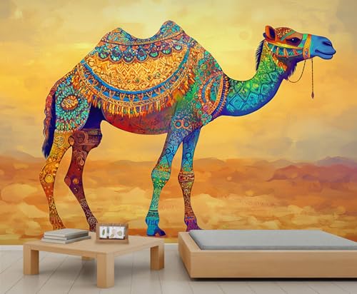 Kamel Wandbild Wüsten Sonnenuntergang Landschaft Wandbild Tapete Geometrische Tapete Bunte Tapeten für Mädchen Schlafzimmer Wandbilder Wohnzimmer Gemälde Poster 450 X 300 cm Kamel Wandbild Wüsten Sonnenuntergang Landschaft Wandbild Tapete Geometrische Tapete Bunte Tapeten für Mädchen Schlafzimmer Wandbilder Wohnzimmer Gemälde Poster 450 X 300 cm von Generic