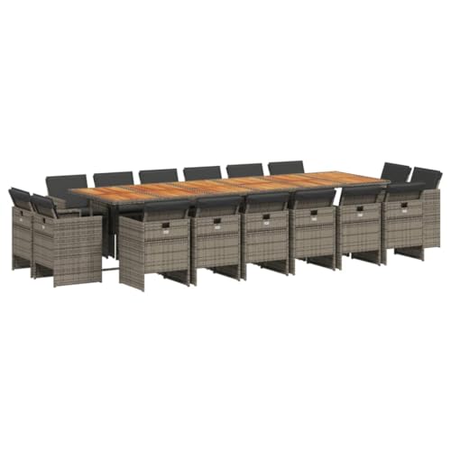 Kangmusi 17-TLG. Garten-Essgruppe mit Kissen Grau Poly Rattan,3210710 von Generic
