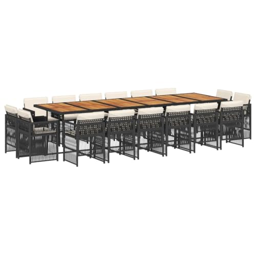 Kangmusi 17-TLG. Garten-Essgruppe mit Kissen Schwarz Poly Rattan,3211071 von Generic