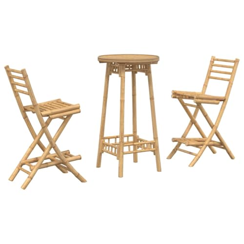 Kangmusi 3-TLG. Outdoor-Bar-Set Klappbar Bambus,4108231 von Generic