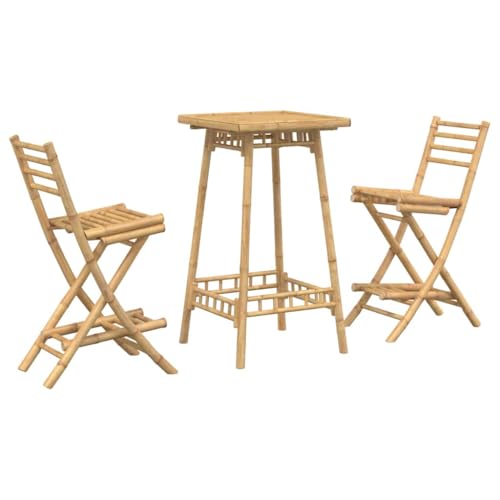Kangmusi 3-TLG. Outdoor-Bar-Set Klappbar Bambus,4108232 von Generic