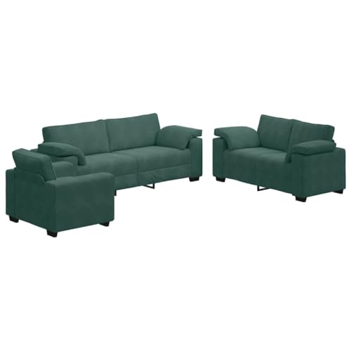 Kangmusi 3-TLG. Sofagarnitur mit Kissen Dunkelgrün Samt,3324669 von Generic