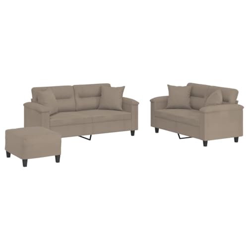 Kangmusi 3-TLG. Sofagarnitur mit Kissen Taupe Mikrofasergewebe,3202332 von Generic