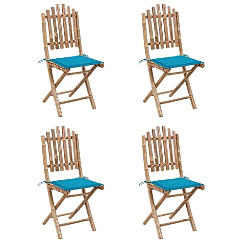Kangmusi 5-TLG. Garten-Essgruppe mit Kissen Klappbar Bambus,3063964 von Generic