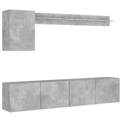 Kangmusi 5-TLG. Wohnwand Betongrau Holzwerkstoff,3216499 von Generic