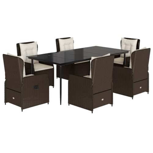 Kangmusi 7-TLG. Garten-Essgruppe mit Kissen Braun Poly Rattan,3262845 Kangmusi 7-TLG. Garten-Essgruppe mit Kissen Braun Poly Rattan,3262845 von Generic