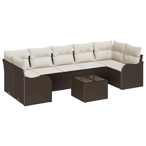 Kangmusi 8-teiliges Garten Sofa Set mit Kissen Braun Poly Rattan, 2-Sitzer Garten Sofa mit Kissen Braun Poly Rattan,3345618 Kangmusi 8-teiliges Garten Sofa Set mit Kissen Braun Poly Rattan, 2-Sitzer Garten Sofa mit Kissen Braun Poly Rattan,3345618 von Generic