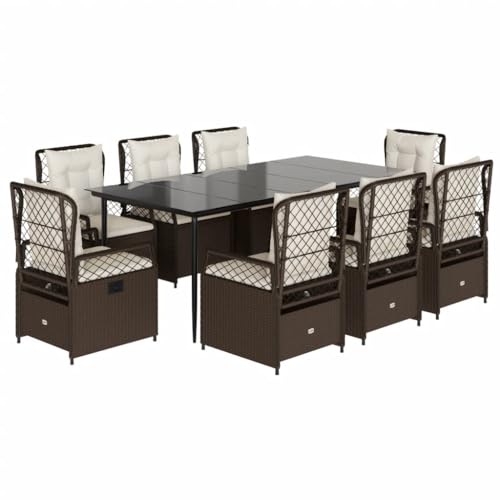 Kangmusi 9-TLG. Garten-Essgruppe mit Kissen Braun Poly Rattan,3262977 Kangmusi 9-TLG. Garten-Essgruppe mit Kissen Braun Poly Rattan,3262977 von Generic