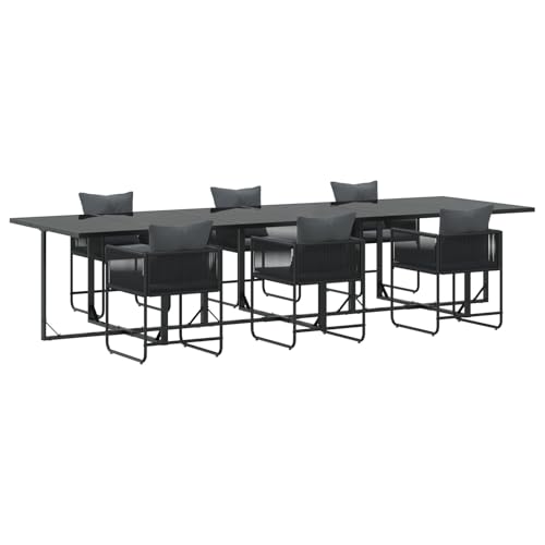 Kangmusi 9-TLG. Garten-Essgruppe mit Kissen Stahl und Poly Rattan,3335874 von Generic