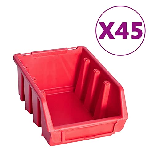 Kangmusi 96-TLG. Behälter-Set für Kleinteile mit Wandplatten Rot Schwarz,150807 von Generic