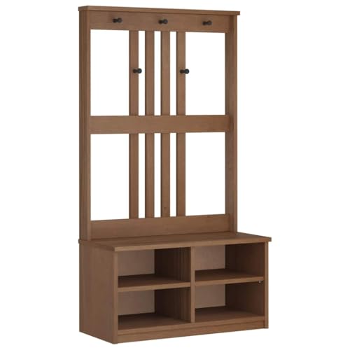 Kangmusi Garderobenständer ENS 87x40x159,5cm Massivholz Kiefer, 4010488 von Generic