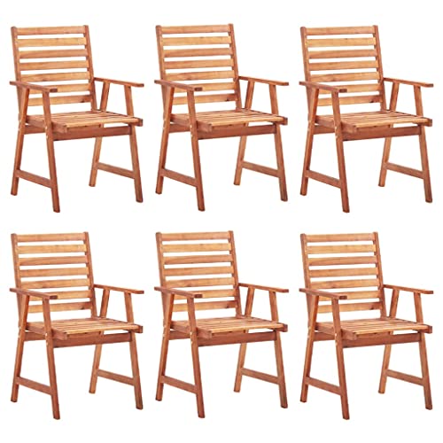 Kangmusi Garten-Essstühle 6 STK. mit Kissen Massivholz Akazie,3078360 von Generic
