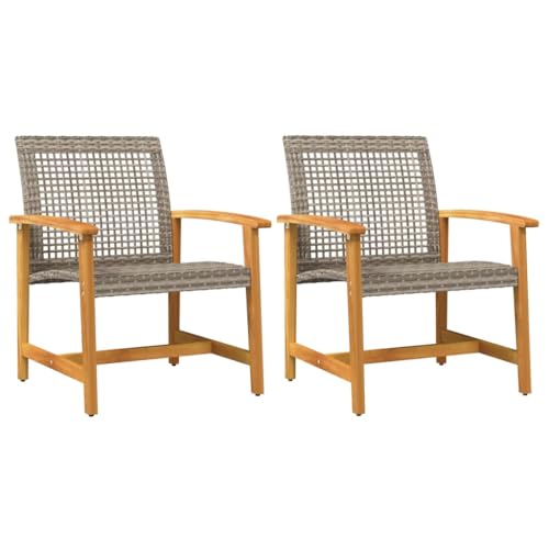 Kangmusi Gartenst¨¹hle 2 STK. Grau Poly Rattan und Akazienholz, kangmusi367596 von Generic