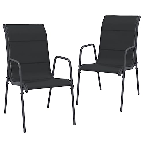 Kangmusi Gartenstühle 2 STK. Stahl und Textilene Schwarz,316820 von Generic