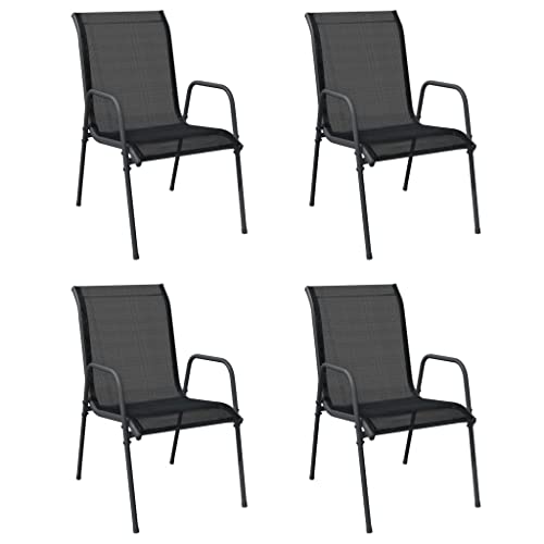 Kangmusi Gartenstühle 4 STK. Stahl und Textilene Schwarz,316818 von Generic