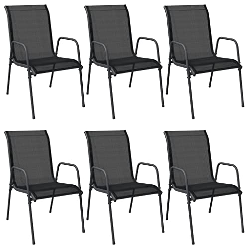 Kangmusi Gartenstühle 6 STK. Stahl und Textilene Schwarz,316819 von Generic