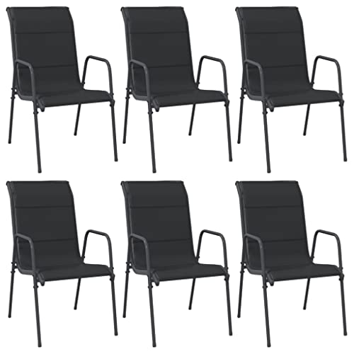 Kangmusi Gartenstühle 6 STK. Stahl und Textilene Schwarz,316822 von Generic