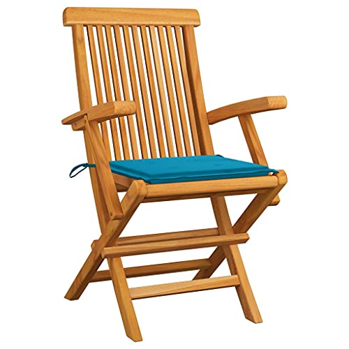 Kangmusi Gartenstühle mit Blauen Kissen 2 STK. Massivholz Teak,3062464 von Generic