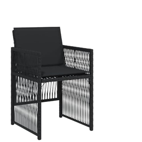 Kangmusi Gartenstühle mit Kissen 4 STK. Schwarz Poly Rattan,364967 von Generic